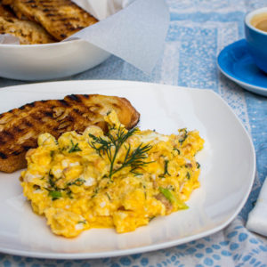Smoked salmon and dill scrambled eggs