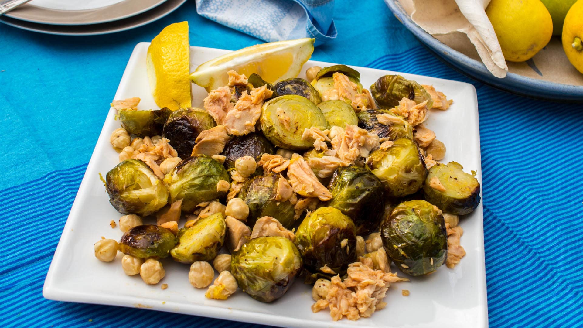 Roasted brussel sprouts with smoked salmon