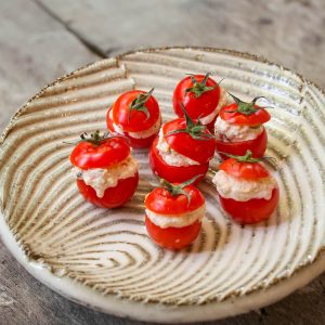 Tuna basil stuffed cherry tomatoes
