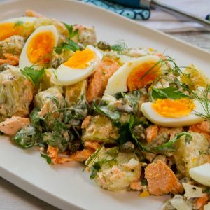 Russian salmon potato egg salad