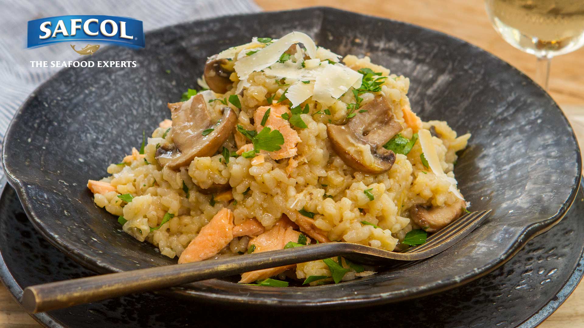 Salmon mushroom baked risotto - Seafood Experts