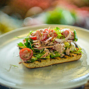 Tuna chop salad on Turkish bread