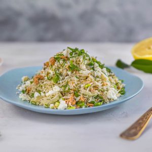 Warm Greek Rice and Salmon Salad